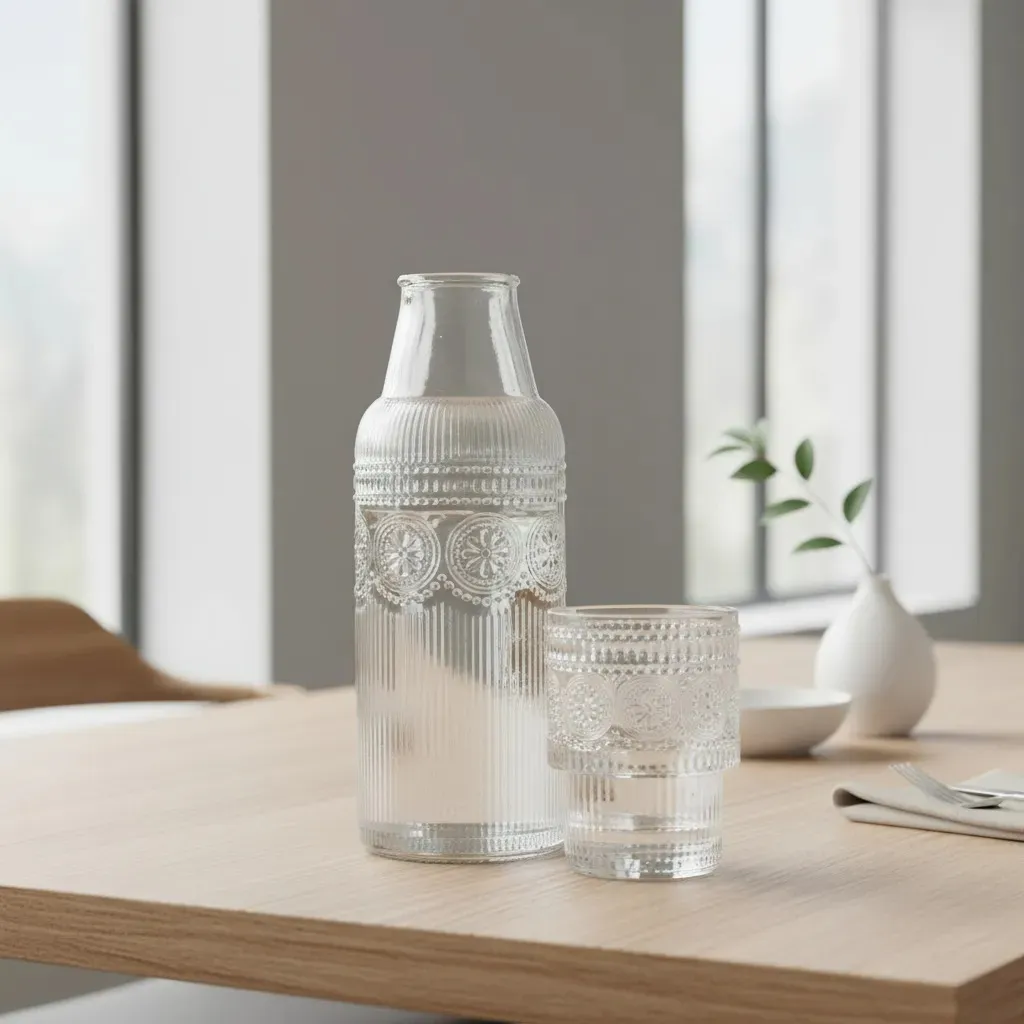 Botella Con Vaso Labrado 800ml (Botella) 250 Ml (Vaso)