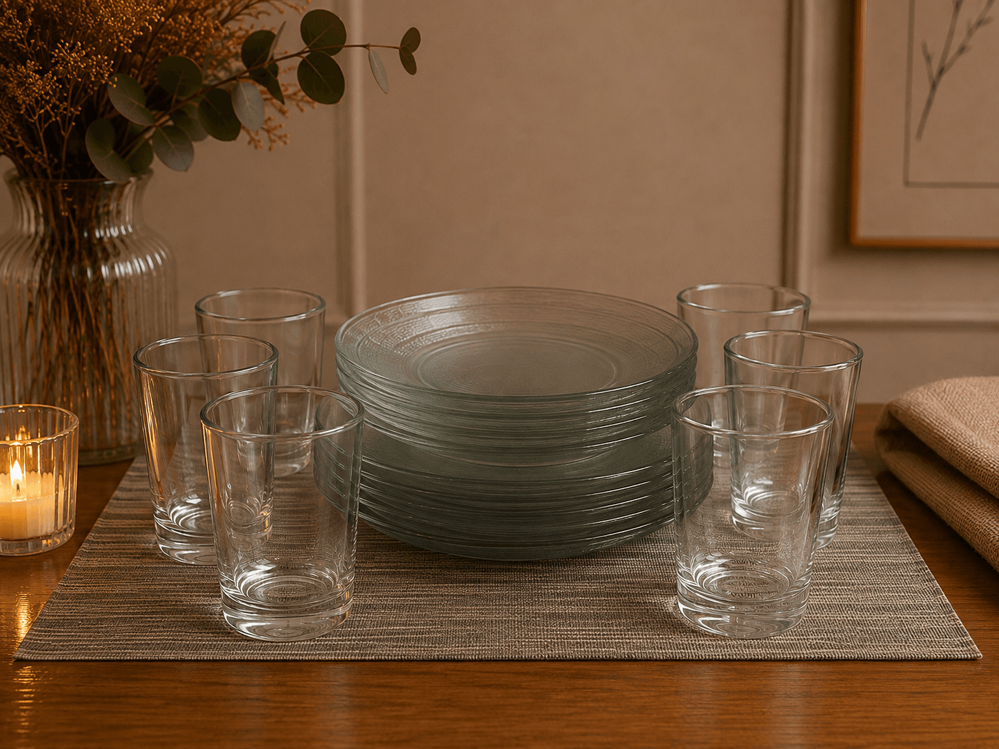 COMBO VAJILLA!! 6 platos playos - 6 platos hondo - 6 vasos