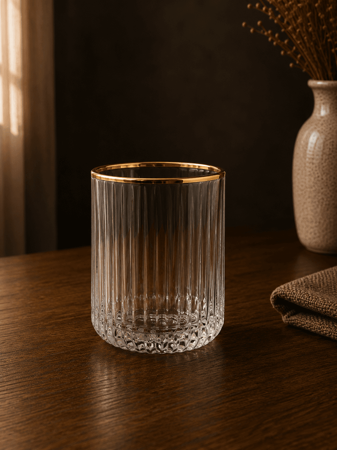 Vasos de vidrio - Aurea Con Borde Dorado - 315ML - BOX DE 6u